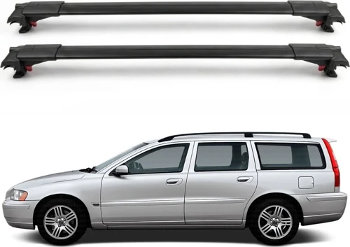 Volvo XC70 Wagon 2007-2016 için Ara Atkı Tavan Barı , Araca Özel , Kilitlenebilir Araç Üstü Ekipman Taşıma Barı (2 Adet)