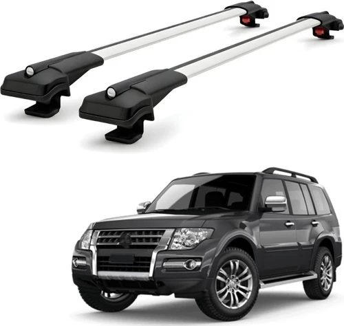 Mitsubishi Pajero V80 2006-2021 için Ara Atkı Tavan Barı , Araca Özel , Kilitlenebilir Araç Üstü Ekipman Taşıma Barı (2 Adet)