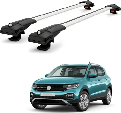 Volkswagen T-Cross 2022-2026 için Ara Atkı Tavan Barı , Araca Özel , Kilitlenebilir Araç Üstü Ekipman Taşıma Barı (2 Adet)