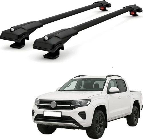 Volkswagen Amarok Pick-Up 2010-2020 için Ara Atkı Tavan Barı , Araca Özel , Kilitlenebilir Araç Üstü Ekipman Taşıma Barı (2 Adet)