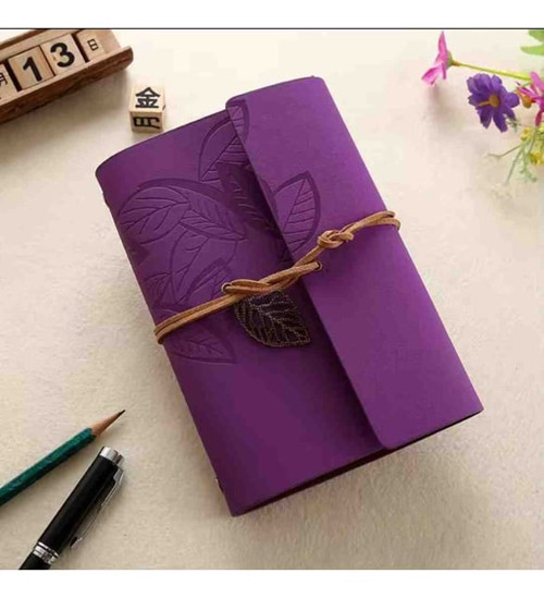 Kişiye Özel İsim Yazılı Yaprak Desenli Deri Defter ve Kalem Hediye Seti