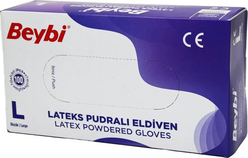 Pudralı Muayene Eldiveni Large 1 Kutu (100 Adet)