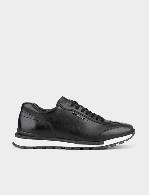 Lodi Hakiki Deri Siyah Bağcıklı Erkek Spor Sneaker Ayakkabı