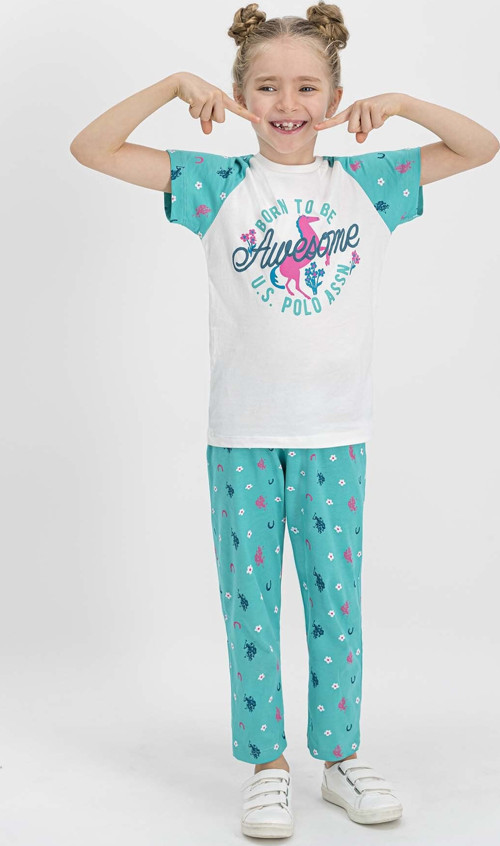 Kısa Kollu Kız Çocuk Pijama Takımı Krem - Hbv00000rdnvg