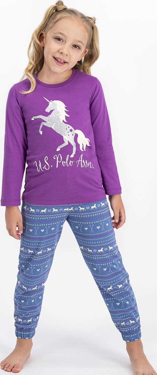 Kız Çocuk Mor U.s. Polo Assn Lisanslı Pijama Takımı