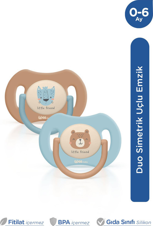 Duo Simetrik Uçlu Emzik 0-6 Ay(Mavi - Kahve)