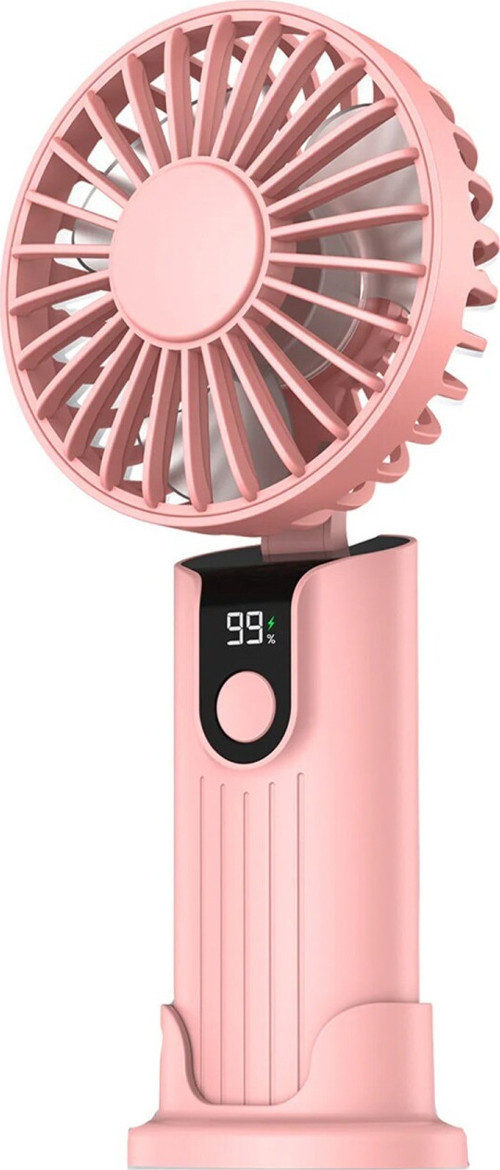 K38 Ekranlı 4 Kademeli El Vantilatörü 2400mAh Şarjlı Taşınabilir Katlanabilir Standlı Boyun Askılı Soğutucu Fan P