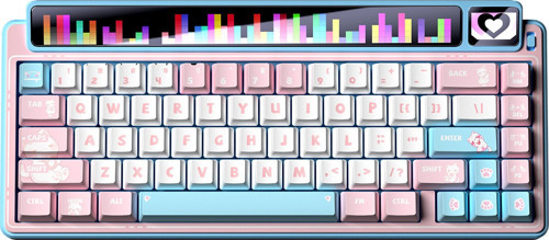 AMG65 Mekanik Gaming Oyuncu Klavyesi LED Matrix Ekranlı Silent Cotton Candy Switch RGB Hot Swap Pembe