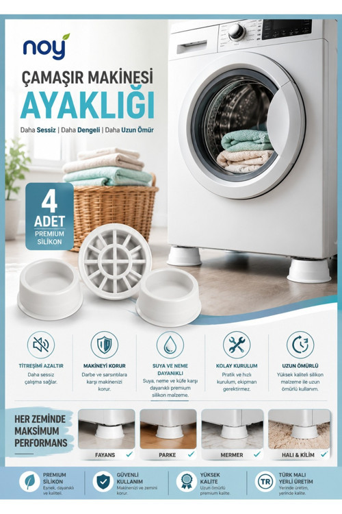 Beyaz Eşya Altlığı Ayağı 4 Adet Çamaşır Bulaşık Makinası Yükseltici Titreşim Önleyici Ayaklık