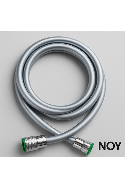 Duş Başlığı Uyumlu Gri Pvc Duş Hortumu 1,5 Metre Universal Esnek Dayanıklı Krom Bağlantılı Hortum