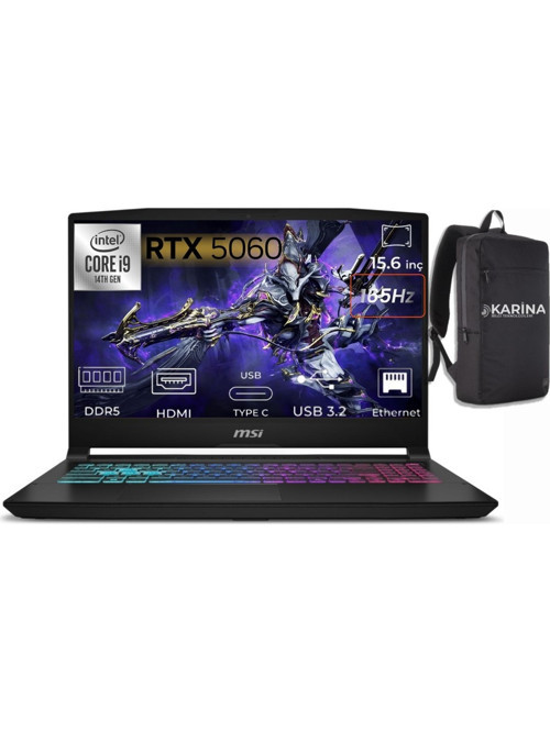 Katana 15 HX i9-14900HX B14WFK-450XTR-23 96GB 2TB RTX5060 8GB W11Pro 15.6" QHD Gaming Laptop & B14WFK450XTRK23