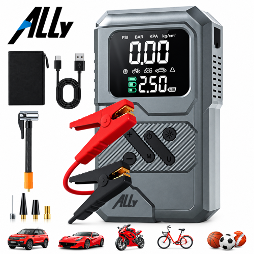 4 in1 Jump Starter Lastik Sisirme Pompası Ve Powerbank Özellikli Starter Akü Takviye Seti