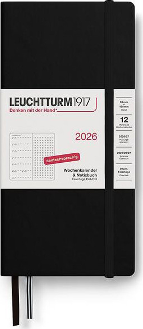 1917 Weekly Planner & Ajanda Defter Noktalı Wallet (B6+ x A6) 2026, Black, English 372877