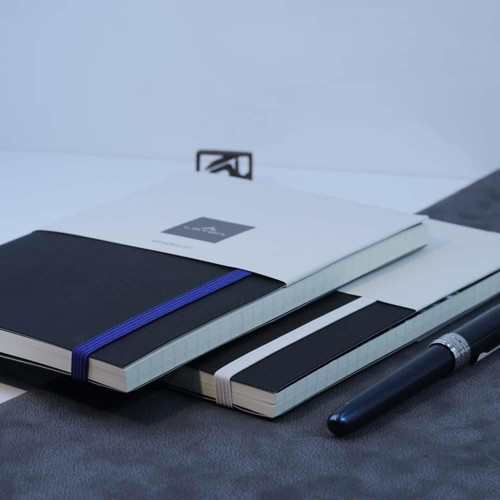 Tıla A5 Keten Kumaş Sert Kapaklı Defter Black & White