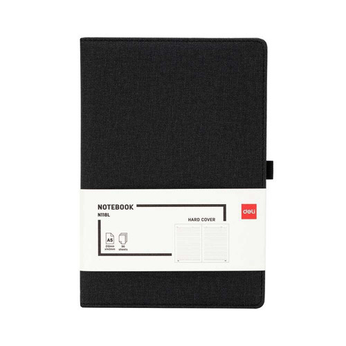 Kumaş Kaplama Siyah A5 96 Yaprak Çizgili Defter N118L