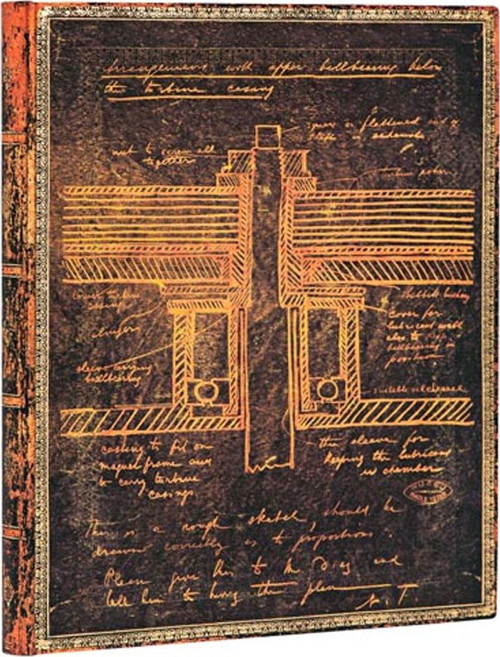 Tesla Sketch of a Turbine Yumuşak Kapak 18x23 Çizgili Defter FB6432-9