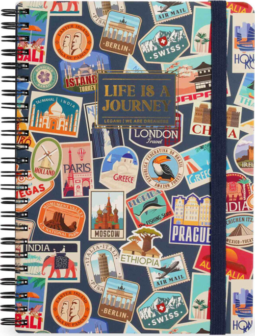 Çizgili Spiral Ciltli Defter - Max - Gezi Desenli