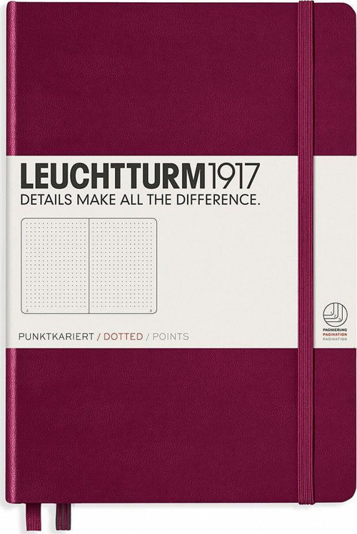 1917 Medium(A5) Sert Kapak, 251 Numaralandırılmış Noktalı Sayfa Defter Port Red 359695