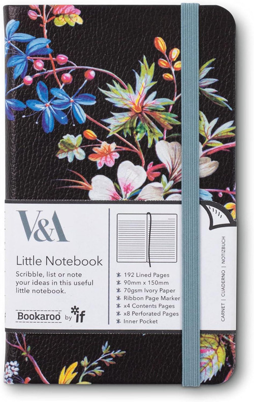Bookaroo Pocket (A6) Notebook Journal Çizgili Defter - Kilburn Black Floral