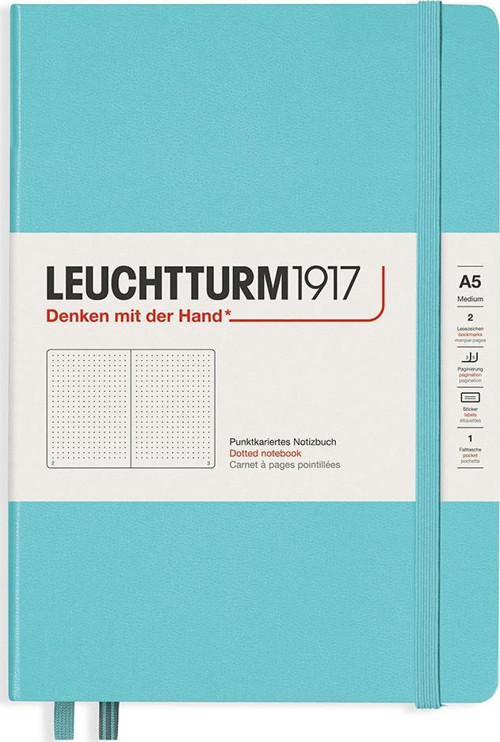 1917 Medium(A5) Sert Kapak, 251 Numaralandırılmış Noktalı Sayfa Defter Aquamarine 363391