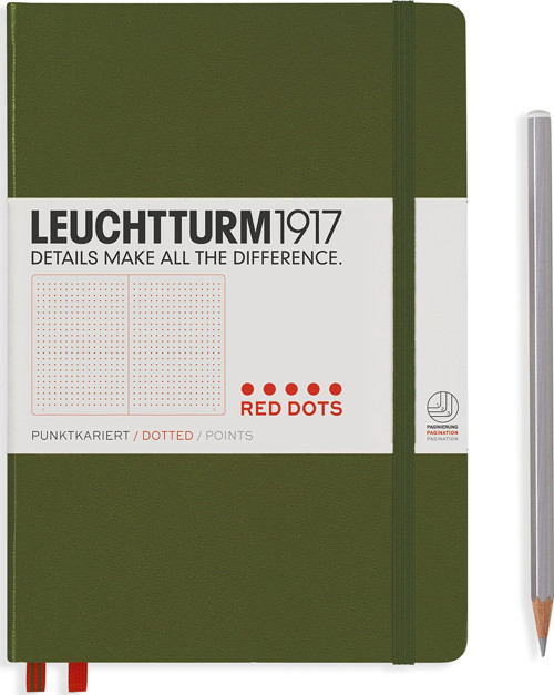 1917 Limited Edition Red Dots Medium(A5) Sert Kapak, 251 Numaralandırılmış Kırmızı Noktalı Sayfa Defter Army 357697