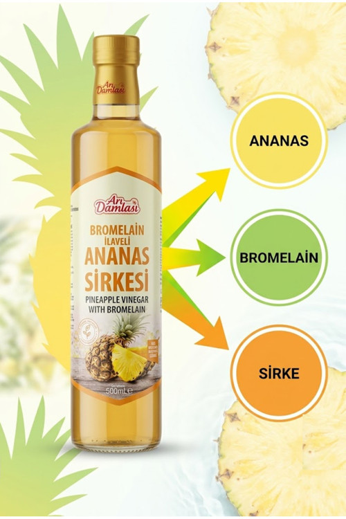 PREMIUM BROMELAİN İLAVELİ ANANAS SİRKESİ 500 ml – Doğal Fermente Lezzet, Özel Formül, Sofralarınıza Tropikal Dokunuş