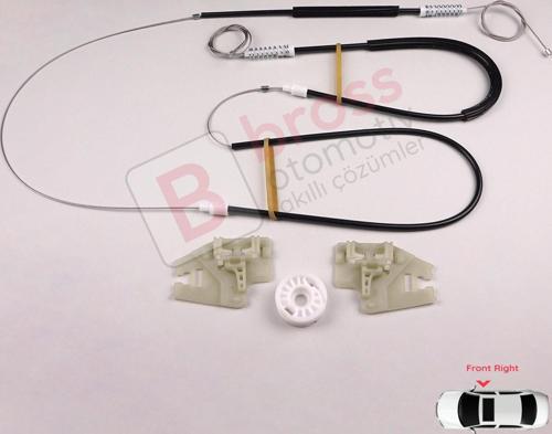 BMW 3 E46 2001-2005 4/5 Kapı Makyajlı İçin Ön Sağ Cam Kriko Seti