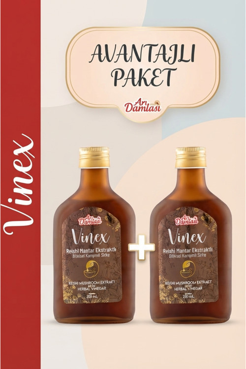 İkili Set Doğal Fermente Reishi Mantarı Ekstraktlı 2 x 200 ml | Avantajlı Ekonomik Fermente Sirke Paketi
