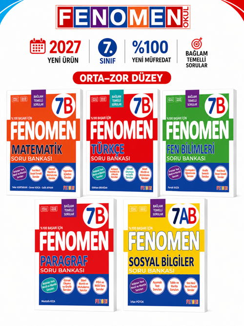 2027 7.Sınıf MAT B-TÜRKÇE B-FEN B-PARAGRAF B-SOSYAL AB %100 Marif Yeni Müfredat Soru Bankası Seti