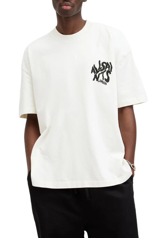 Baskılı Oversize T-shirt - Beyaz