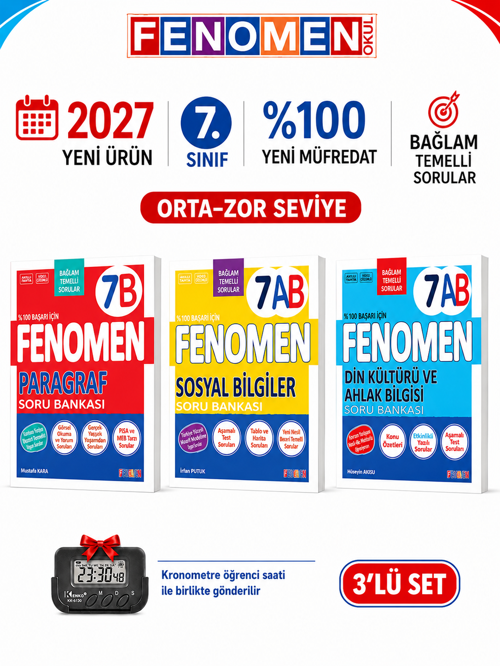 2027 7.Sınıf PARAGRAF B-DİN AB-SOSYAL AB %100 Marif Yeni Müfredat Soru Bankası Seti(3 KİTAP)+Kronometre