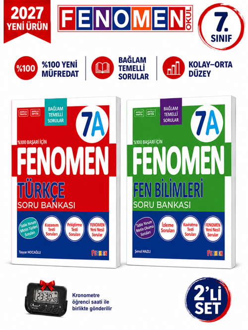2027 7.Sınıf FEN BİLİMLERİ A-TÜRKÇE A Kolay Orta Seviye %100 Marif Yeni Müfredat Soru Bankası Seti+Kronometre