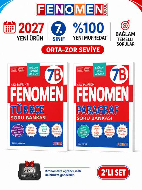2027 7.Sınıf TÜRKÇE B-PARAGRAF B Kolay Orta Seviye %100 Marif Yeni Müfredat Soru Bankası Seti+Kronometre
