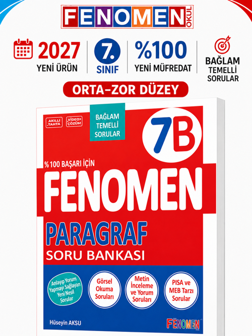 2027 7.Sınıf PARAGRAF B Kolay Orta Seviye %100 Marif Yeni Müfredat Soru Bankası(YENİ ÜRÜN)