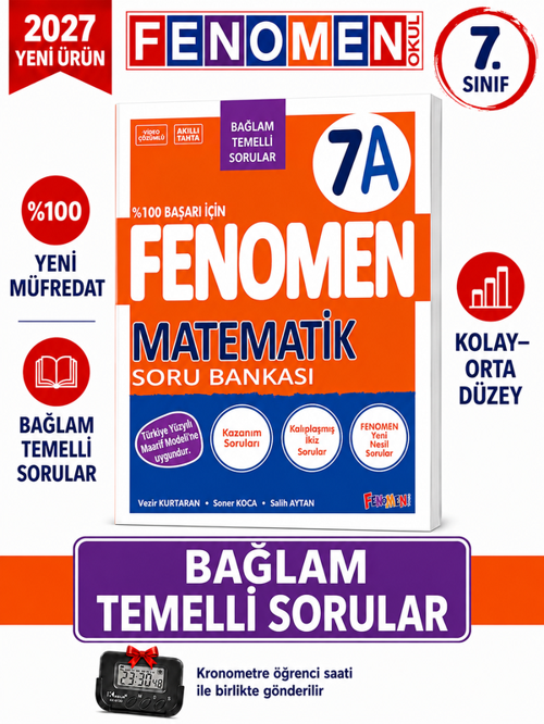 2027 7.Sınıf 7A MATEMATİK Bağlam Temelli %100 Maarif Yüzyıl Yeni Müfredat Soru Bankası Kolay-Orta+Kronometre