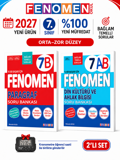 2027 7.Sınıf 7B PARAGRAF- 7AB DİN KÜLTÜRÜ Maarif Yeni Müfredat Soru Bankası Seti(2 KİTAP)(Orta-Zor)+Kronometre