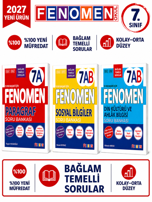 2027 7.Sınıf PARAGRAF A-DİN AB-SOSYAL AB %100 Marif Yeni Müfredat Soru Bankası Seti(3 KİTAP)