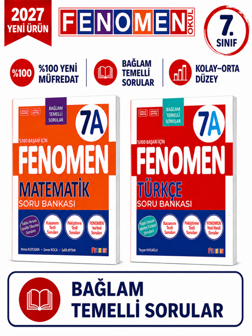 2027 7.Sınıf MATEMATİK A-TÜRKÇE A Kolay Orta Seviye %100 Marif Yeni Müfredat Soru Bankası Seti