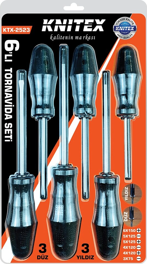 6pcs Tornavida Seti 6x150 Yıldız - 5x125 Düz-yıldız - 4x120 Düz-yıldız - 3x75 Düz Bx40