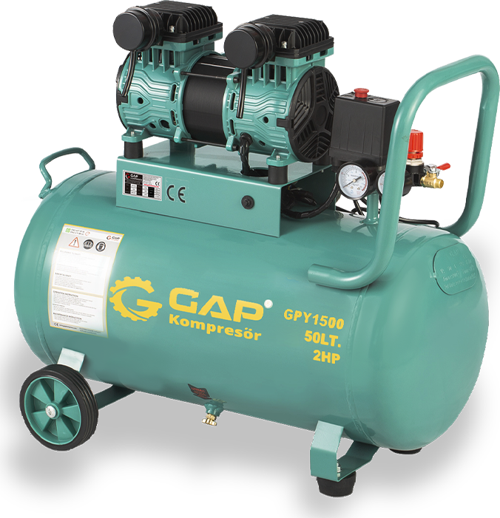 GPY1500 50 Litre 2 Hp Hava Kompresörü Yağsız Sessiz Hızlı Kompresör