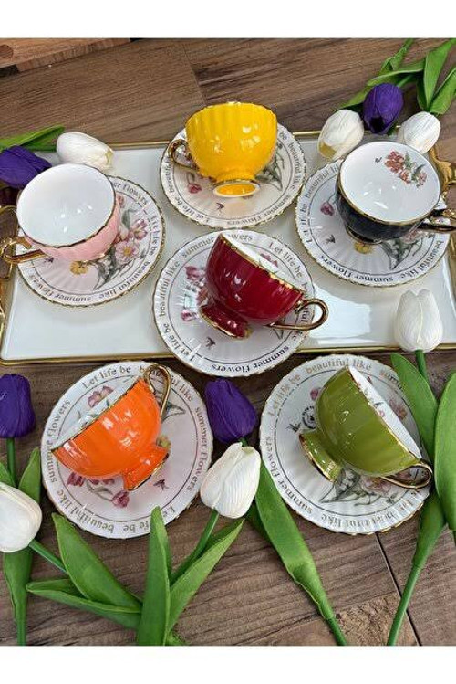 Porselen 6 Kişilik Kahve Fincan Takımı 90 ml RSY261
