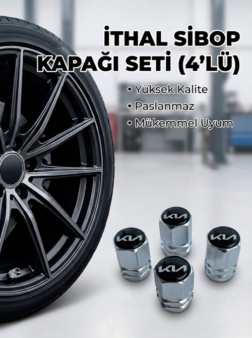 Kia Grubu ile Uyumlu Alüminyum Altıgen Sibop Kapak Seti (Gümüş) - İthal Sibop Kapağı (4lü Set)