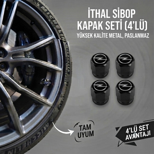 Opel Grubu ile Uyumlu Alüminyum Altıgen Sibop Kapak Seti (Siyah) - İthal Sibop Kapağı (4lü Set)