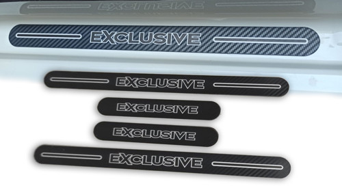 Tüm Araçlara Uyumlu Exclusive Yazılı Carbon Kapı Eşiği KIRILMAZ (Ön Arka 4lü Set)