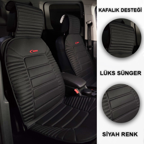 Universal Lüks Oto Koltuk Minderi Ortopedik 2’li Set - Tüm Araçlara Uyumlu Kaliteli Terletmez Minder (SİYAH)
