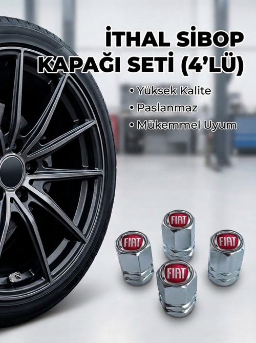Fiat Grubu ile Uyumlu Alüminyum Altıgen Sibop Kapak Seti (Gümüş) - İthal Sibop Kapağı (4lü Set)