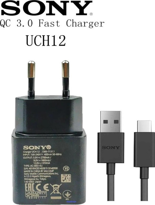 Sony Uyumlu Hızlı Şarj Cihaz Aleti Type C Kablo Uch12 Xperia XZ1,XZS,XZ4