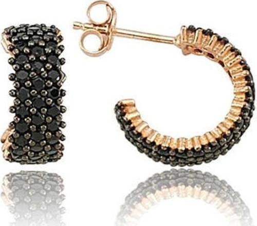 925 Ayar Gümüş Tamtur Siyah Taşlı Küpe