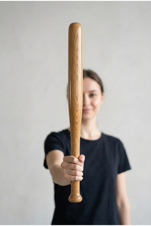 Dişbudak Ağacı Beyzbol Sopası 50 cm Ahşap Tasarım Dekoratif ve Antrenman Sopası, Sahne Dekoru