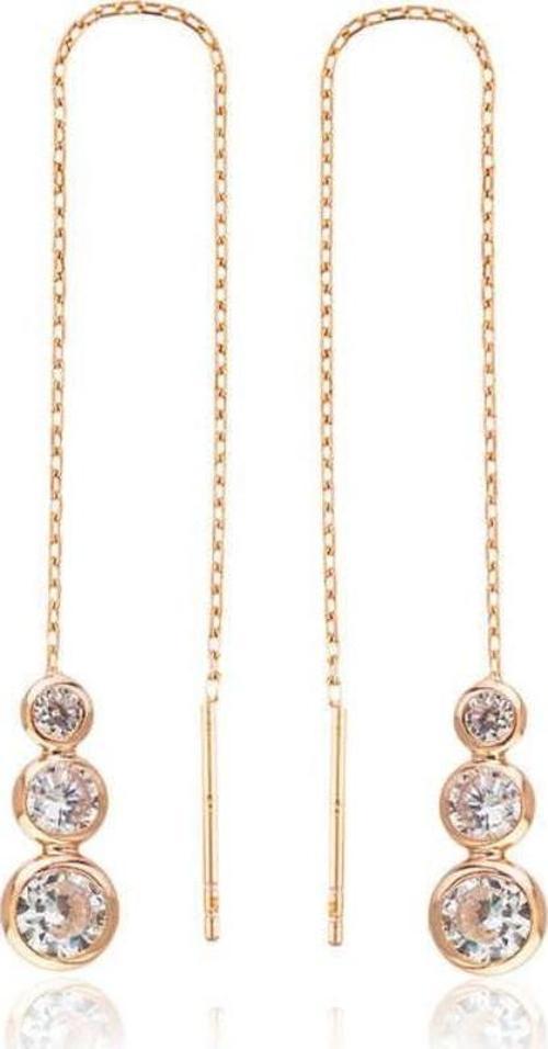 925 Ayar Gümüş Beyaz Taşlı Zincirli Küpe